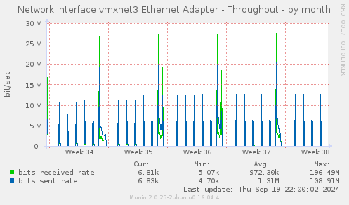 Network interface vmxnet3 Ethernet Adapter - Throughput