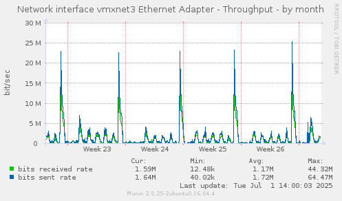 Network interface vmxnet3 Ethernet Adapter - Throughput