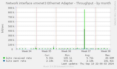 Network interface vmxnet3 Ethernet Adapter - Throughput