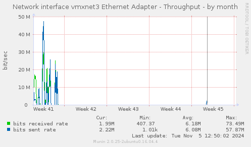 Network interface vmxnet3 Ethernet Adapter - Throughput